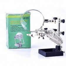 SOPORTE SUJETA PLACA CON LUPA Y APOYA SOLDADOR JM-508