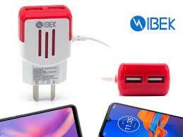 CARGADOR 220V. IBEK V8 2.1AMP. IB-2017 (2USB CON CABLE)