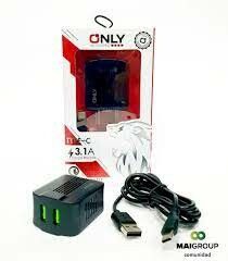 CARGADOR 220V. ONLY TYPE C  3.1 AMP. (2 USB + CABLE)