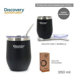 VASO MATE DISCOVERY CON TAPA Y BOMBILLA (X 350 ML)