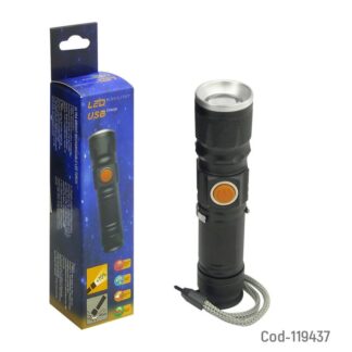 LINTERNA METALICA RECARGABLE USB CAJITA