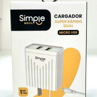 CARGADOR 220V. SIMPLE V8 4.4 AMP (2 USB + CABLE)