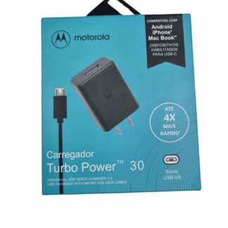 CARGADOR 220V. MOTOROLA TURBO POWER V8  30W CELESTE (1 USB + CABLE)