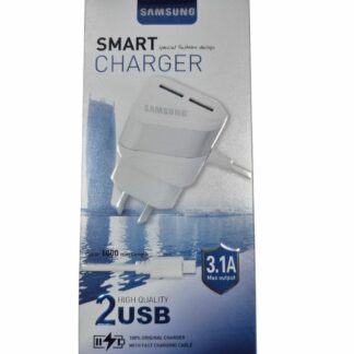 CARGADOR 220V. SAMSUNG SMART CHARGER ORIGINAL V8 3.1 AMP (2USB CON CABLE)