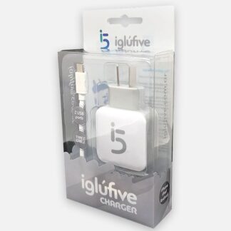CARGADOR 220V. IGLUFIVE V8 2.1AMP. (2USB+CABLE)