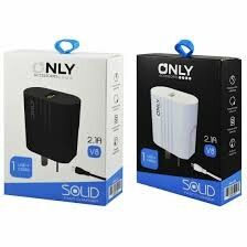 CARGADOR 220V. ONLY SOLID V8 2.1 AMP. (1 USB + CABLE)