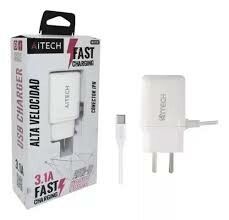 CARGADOR 220V. AITECH TIPO C 3.1 AMP. (2 USB CON CABLE)