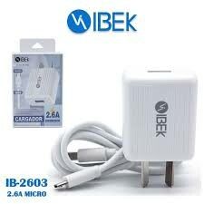 CARGADOR 220V. IBEK TIPO C  2.6 AMP. IB-2603 (1 USB + CABLE)