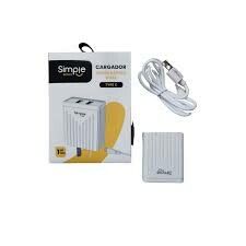 CARGADOR 220V. SIMPLE TIPO C 4.4 AMP (2 USB + CABLE)