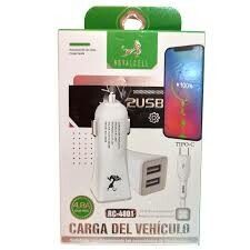 CARGADOR 12V. ROYALCELL IPHONE 4.8 AMP. (2USB + CABLE)