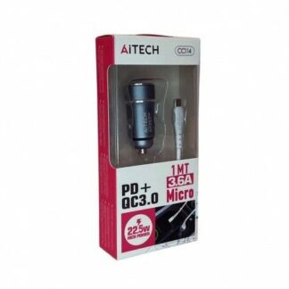 CARGADOR 12V. AITECH CC114 V8 3.6 AMP 22.5W (1USB+ USB-C)
