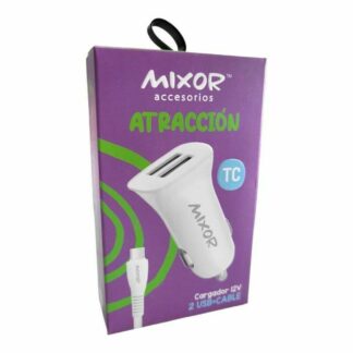 CARGADOR 12V. MIXOR ATRACCION IPHONE 4.2AMP. (2USB CON CABLE)