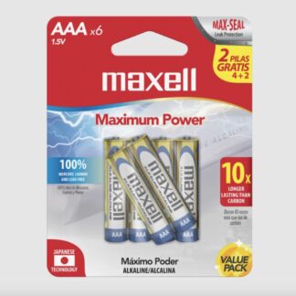 PILA ALCALINA MAXELL AAA LR3 (X6 UNID)
