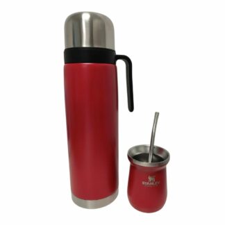 SET DE TERMO 1LT CON MEDIA MANIJA + MATE + BOMBILLA SIMIL STANLEY (BSP-8010-L)