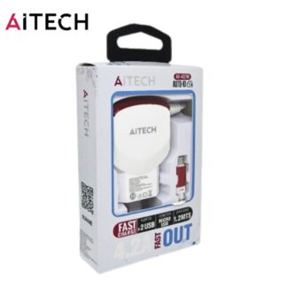 CARGADOR 220V. AITECH AI-42/C TIPO C 4.2AMP.(2USB CON CABLE)