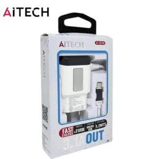 CARGADOR 220V. AITECH AI-32/M V8 3.1AMP (2USB CON CABLE)