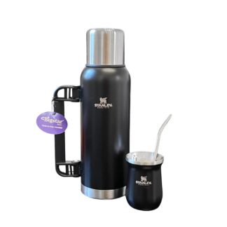 SET DE TERMO 1L CON MANIJA+ MATE 160ML + BOMBILLA SIMIL STANLEY (BSP-8004-L)