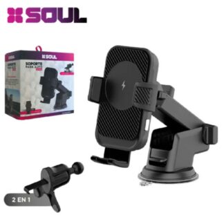 SOPORTE CELULAR SOUL PARA AUTO CON CARGA INALAMBRICA 15W (Q600)