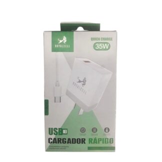 CARGADOR 220V. ROYALCELL TIPO C 3.8 AMP. RC9003800A 35W (1 USB+CABLE)