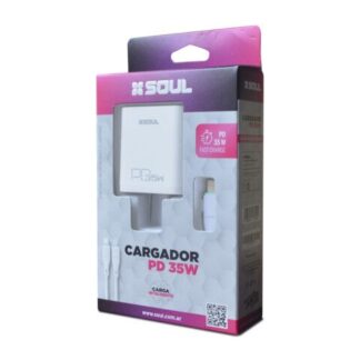 CARGADOR 220V. SOUL CARGA INTELIGENTE PD 35W TIPO C A TIPO C