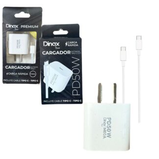 CARGADOR  220V. DINAX 4.2 AMP. PD 50W (USB-C + CABLE TIPO C A TIPO C) (SN/SN1-CAR-4.2-TC)