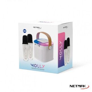 PARLANTE BTH NETMAK MINI KARAOKE MOLLY CON 2 MICROFONOS (NM-MOLLY)