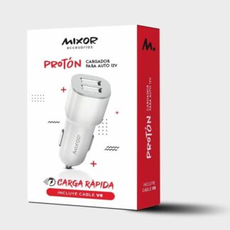 CARGADOR 12V. MIXOR PROTON V8 4.8AMP. (2USB CON CABLE)