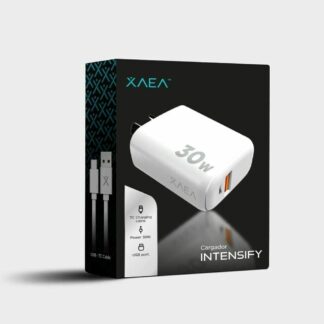 CARGADOR 220V. XAEA INTENSIFY TIPO C 6.AMP. 30W ( USB + USB-C)